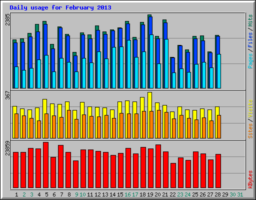Daily usage for February 2013