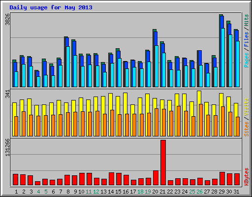 Daily usage for May 2013