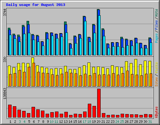 Daily usage for August 2013