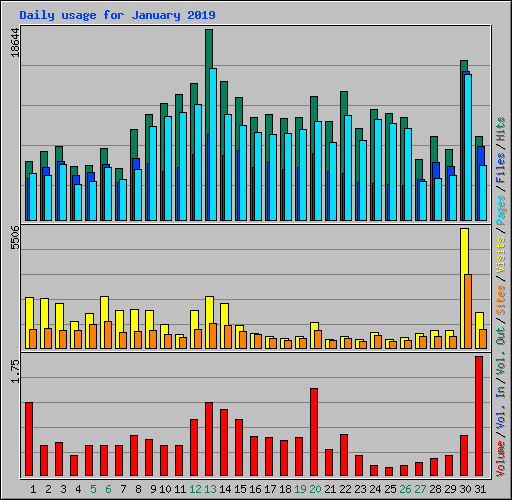 Daily usage for January 2019