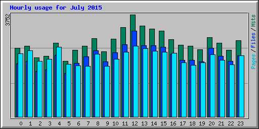 Hourly usage for July 2015