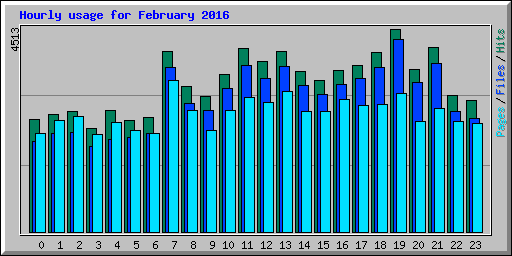 Hourly usage for February 2016